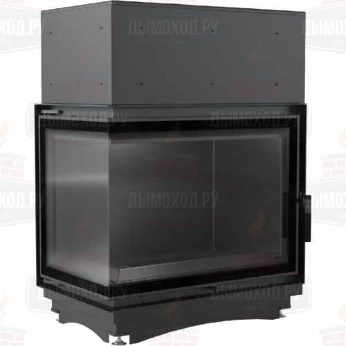 Топка с водяным контуром Amelia/PW/BL/24/BS/W/DECO, Г-образное стекло слева, змеевик
