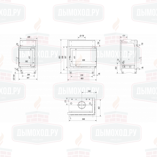 Топка с водяным контуром Maja/PW/BP/12/BS/W/DECO, Г - образное стекло справа, змеевик