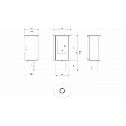 Печь дровяная KOZA/AB/S/N/O/DR/KAFEL/CZARNY