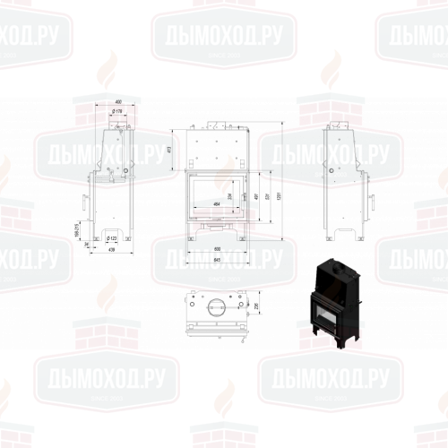 Топка с водяным контуром AQUARIO/M/12/PW/W