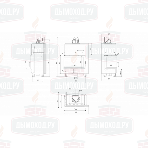 Топка MBO/L/BS, Г-образное стекло слева