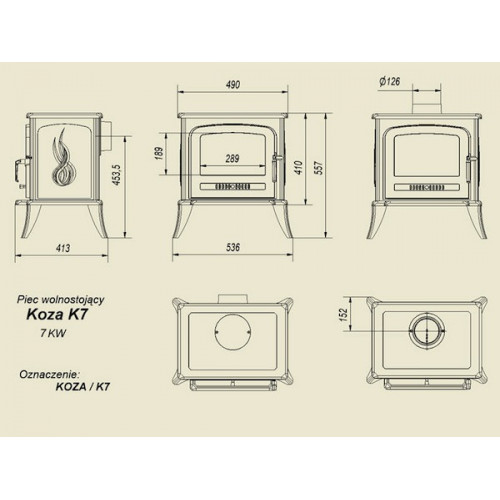 Чугунная печь Kratki Koza/K7 (термостат)