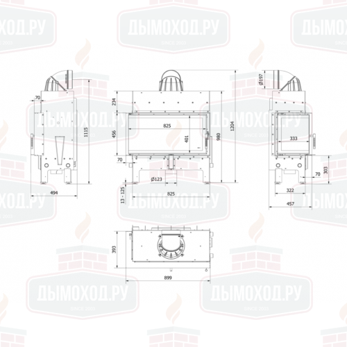 Каминная топка FLOKI/L/L угловое стекло слева