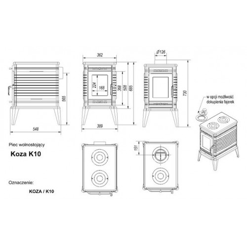 Чугунная печь Kratki Koza/K10